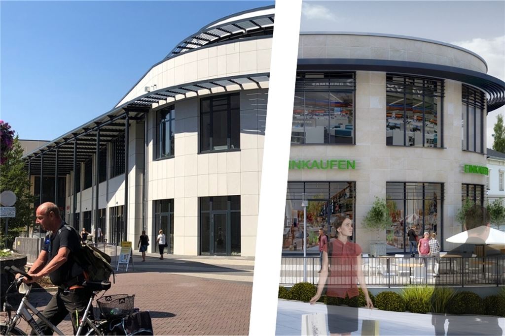 Irreführende Verkaufe: Die Mühle Bremme im Grün-Grau-Vergleich An der Schräge zur Bahnunterführung sah Architekt Michael Deterding einen schmalen Grünstreifen. Der Bauherr hat dann aber darauf verzichtet, der Blick der Passanten fällt auf Beton.