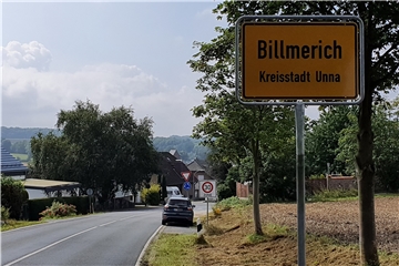 Billmerich ist der südlichste Ortsteil Unnas. Am Ortseingang von Norden beginnt die Tempo-30-Zone.