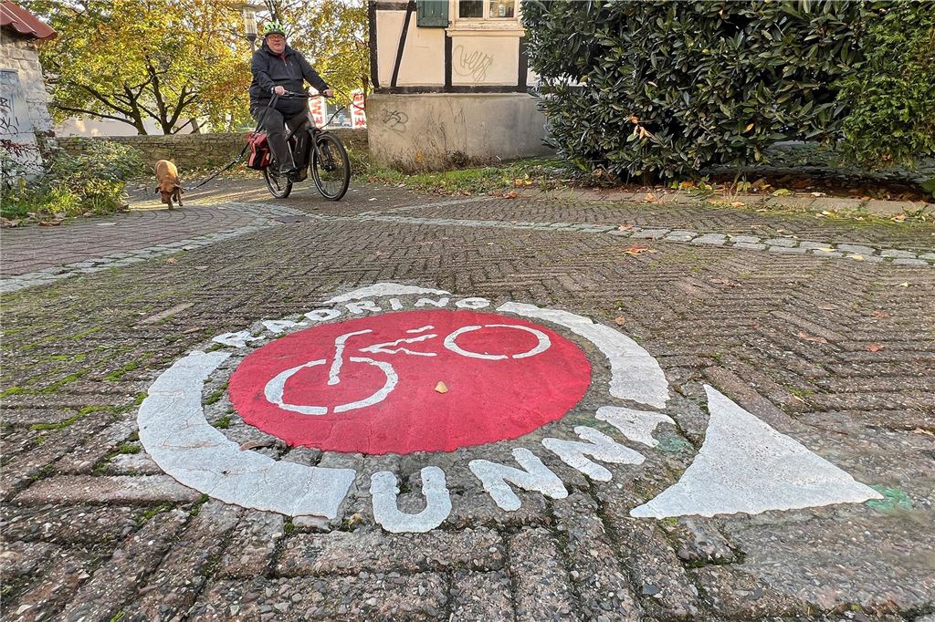 Stadt will Stelle am Radring entschärfen, ohne die Stadtmauer umzubauen Björn Merkord aus Unna radelt mit seinem Hund an der Leine über die Voßkuhle in Richtung Kirchplatz/Ulrichswall.