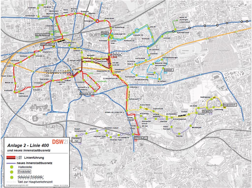 Vorzeige-Buslinie startet mit Hindernissen: „Wichtig ist, dass es losgeht“ Der Streckenverlauf der neuen Buslinien - eingebettet in das Stadtbahn-Netz.