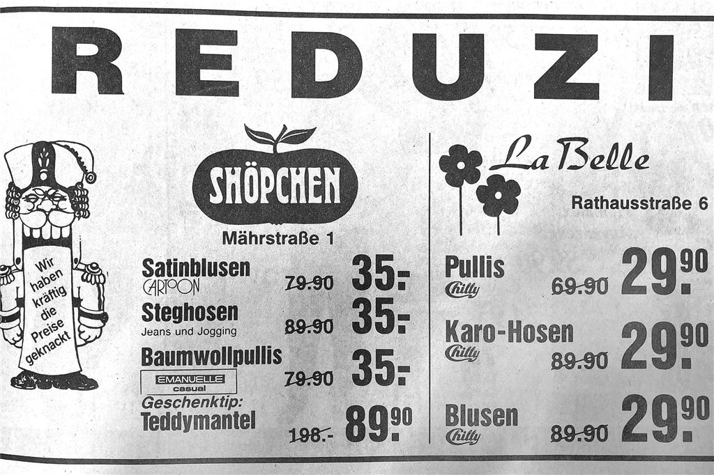 Alte Werbeanzeige des Schwerter Einzelhandels zu Weihnachten.