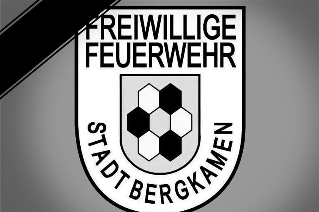 Von diesen Menschen musste sich Bergkamen 2024 verabschieden Das Logo der Freiwilligen Feuerwehr Bergkamen in schwarz-weiß.
