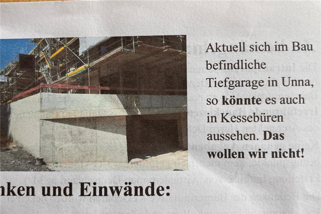 Architekt wehrt sich gegen Kritik aus Kessebüren Ein Ausschnitt aus dem Faltblatt: So würde es in Kessebüren nicht aussehen, wenn die Tiefgarage gebaut wird, erklärt der Planer.
