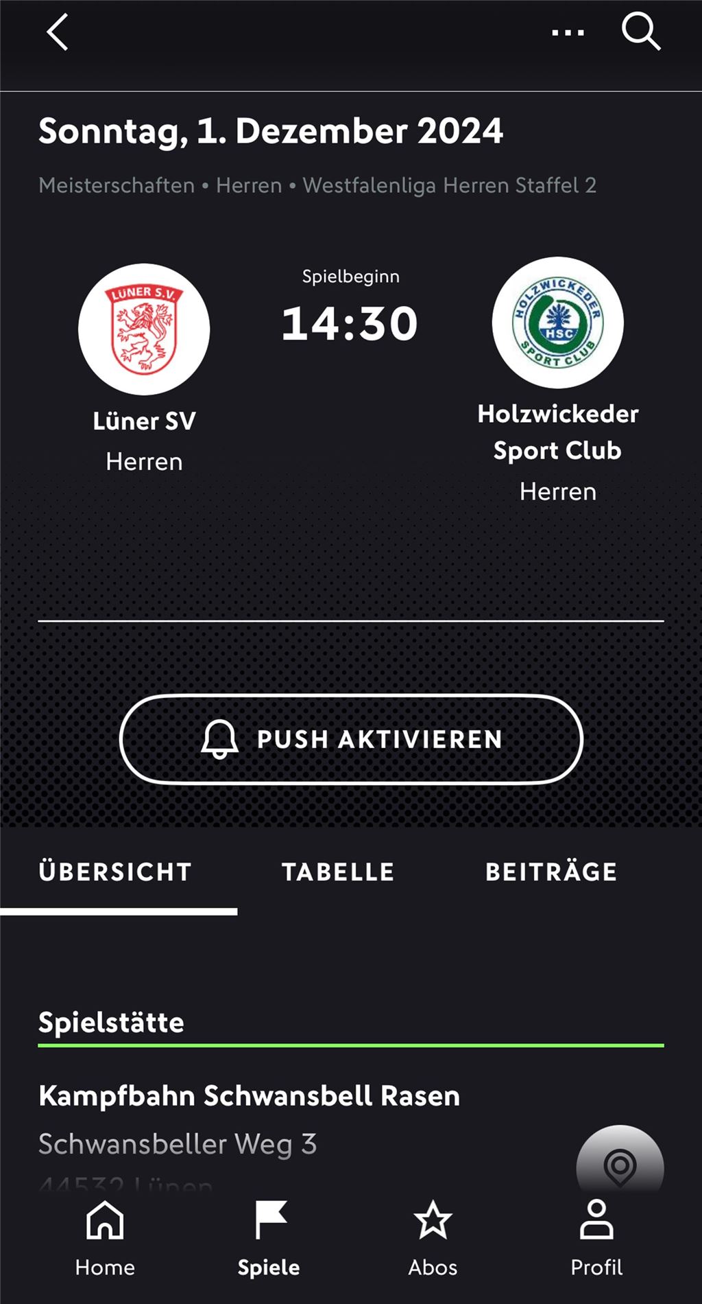 Harte Kritik an neuer Fussball.de-App Ein Screenshot von Fussball.de