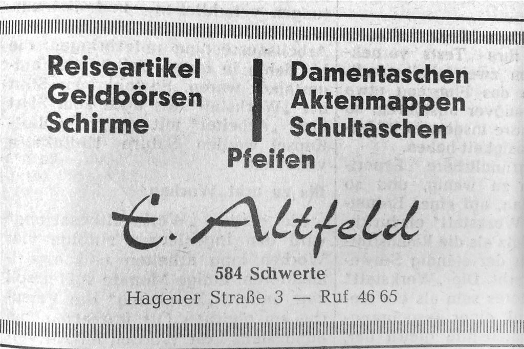 Alte Werbeanzeige des Schwerter Einzelhandels zu Weihnachten.