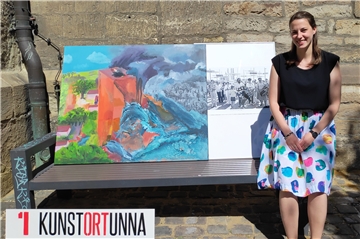Lina Frubrich ist Projektleiterin der Aktion "Kunstort Unna". In der Stadtkirche werden Besucher einen Einblick ins gesamte Programm der Aktion bekommen. 