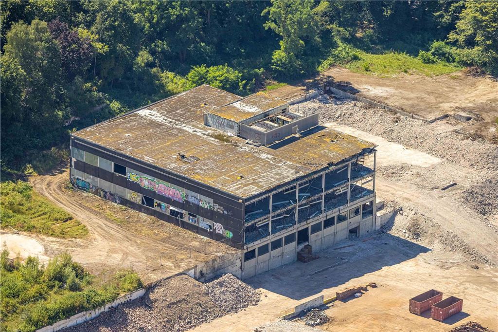 Luftbild, baufälliges Gebäude, Brachfläche der ehemaligen Zeche Dorstfeld Schacht 1/4 Karl-Funke-Straße, Dorstfeld, Dortmund, Ruhrgebiet, Nordrhein-Westfalen, Deutschland