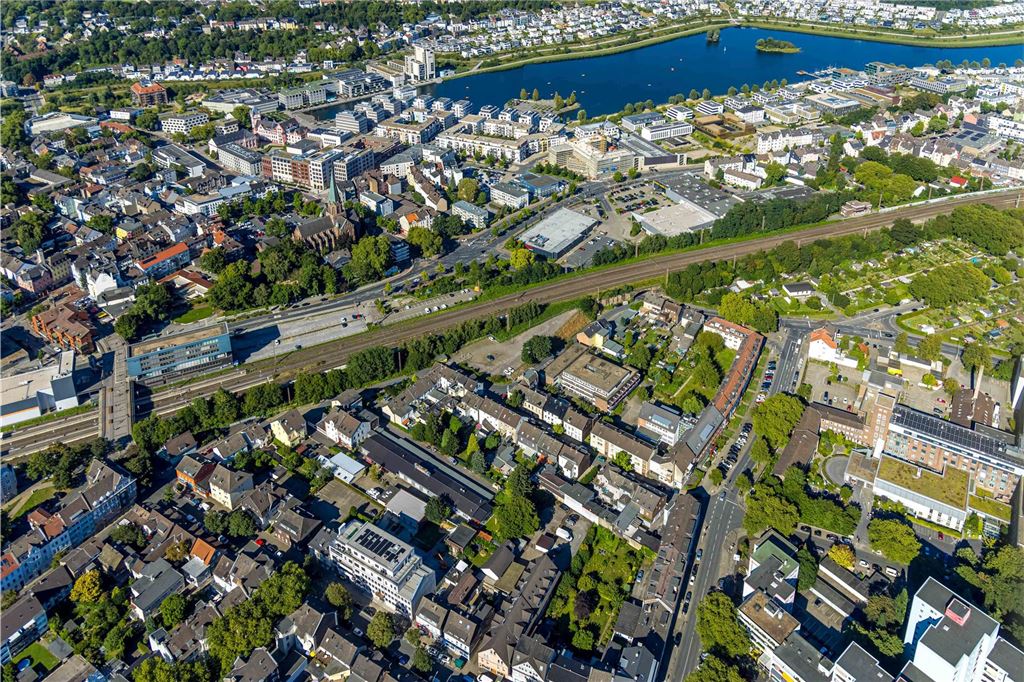 Luftbild, Phoenix See Gesamtansicht, Hafen und Wohngebiet mit Einfamilienhäusern rund um den See, Ortsansicht Hörde, Dortmund, Ruhrgebiet, Nordrhein-Westfalen, Deutschland