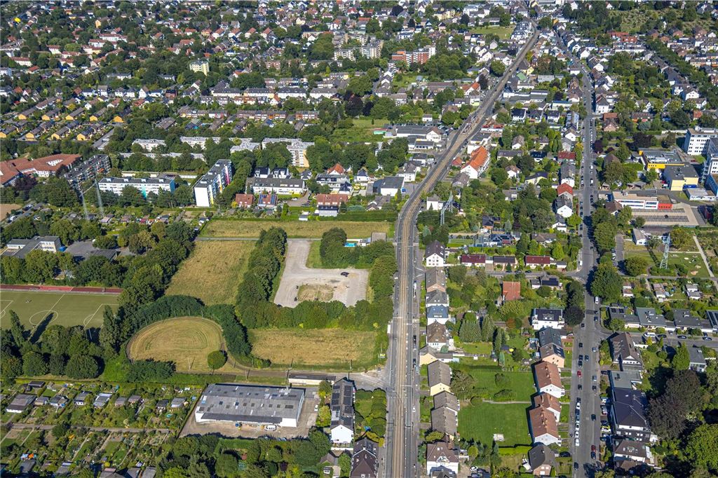 Luftbild, Wohngebiet Ortsteil Brackel, Wiesenfläche Pothecke, Brackel, Dortmund, Ruhrgebiet, Nordrhein-Westfalen, Deutschland