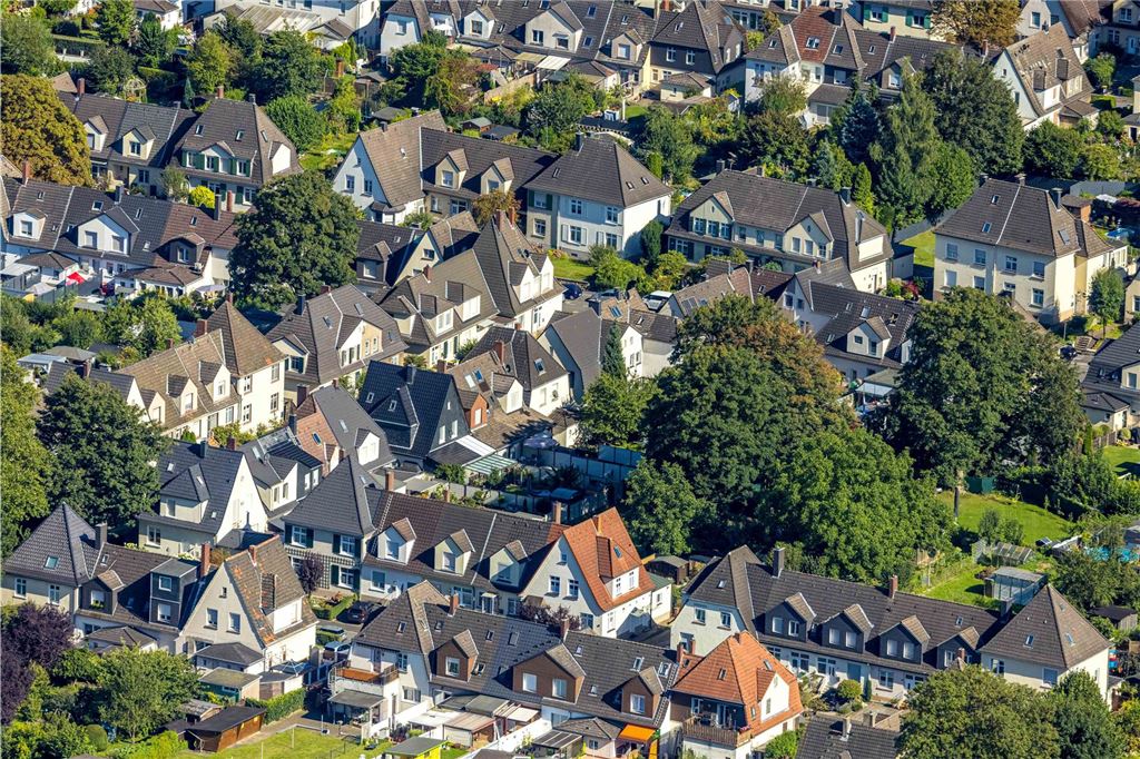 Luftbild, Zechensiedlung Arbeiter-Wohnsiedlung um die Fritz-Funke-Straße, Dorstfeld, Dortmund, Ruhrgebiet, Nordrhein-Westfalen, Deutschland