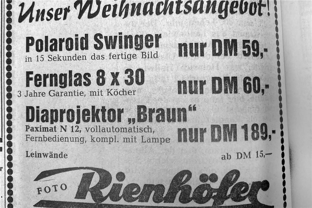 Alte Werbeanzeige des Schwerter Einzelhandels zu Weihnachten.