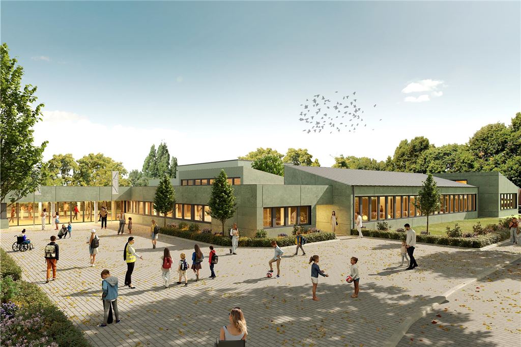 Sanierung der Karl-Brauckmann-Schule beginnt in den Osterferien Eine Computer-Animation des geplanten Schulhofs der Karl-Brauckmann-Schule.