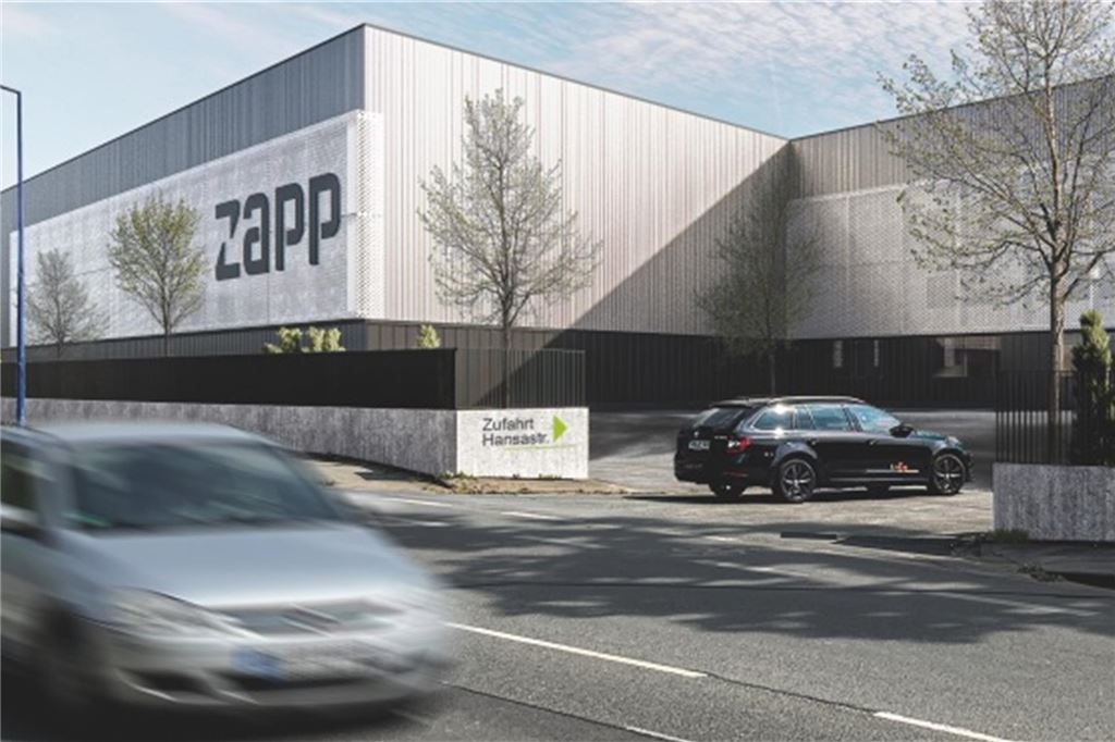 Zapp-Werk baut auch Personal auf So soll die neue Zapp-Halle aussehen, wenn sie fertig ist. Das Unternehmen nutzt sie unter anderem für die Herstellung von Dünnstfolien, die für die Herstellung von OLED-Displays gebraucht werden.