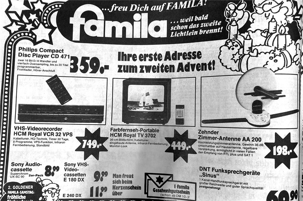 Alte Werbeanzeige des Schwerter Einzelhandels zu Weihnachten.