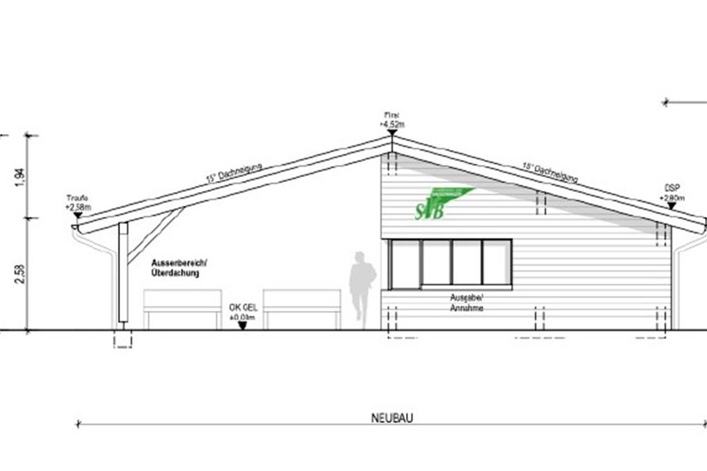 Mega-Investition in neue „Alm-Hütte“ des SV Bausenhagen Plan von der Begegnungsstätte.