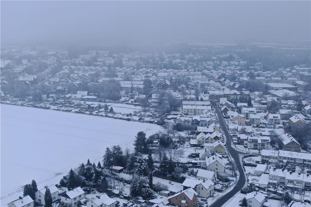 Wintereinbruch in Unna am 9.1.2025: Eindrücke aus der Vogelperspektive.