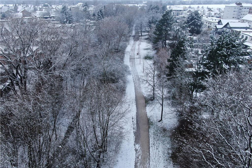 Wintereinbruch in Unna am 9.1.2025: Eindrücke aus der Vogelperspektive.