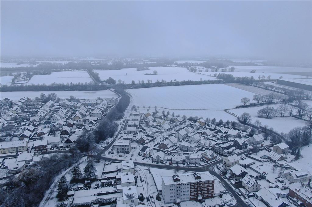 Wintereinbruch in Unna am 9.1.2025: Eindrücke aus der Vogelperspektive.